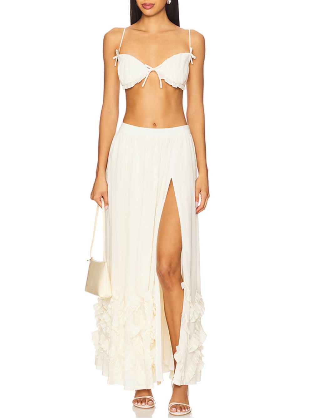 NWT Anthropologie MAJORELLE Lindy Maxi Skirt in Ivory - M